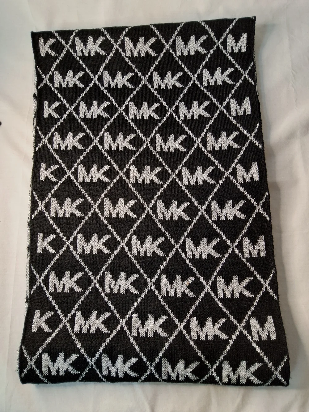 Michael‎ Kors Black and White MK Logo Jacquard Scarf